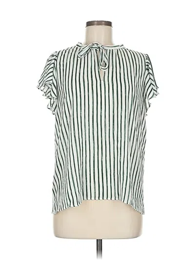 Pre-owned Ann Taylor Loft Short Sleeve Blouse In Green