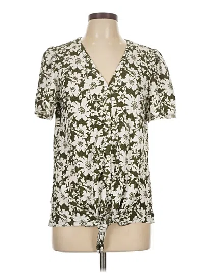 Pre-owned Ann Taylor Loft Short Sleeve Blouse In Green
