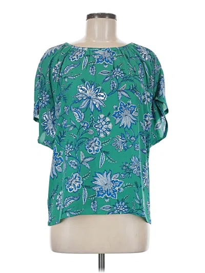 Pre-owned Ann Taylor Loft Short Sleeve Blouse In Green