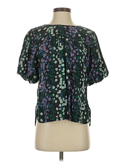Pre-owned Ann Taylor Loft Short Sleeve Blouse In Green