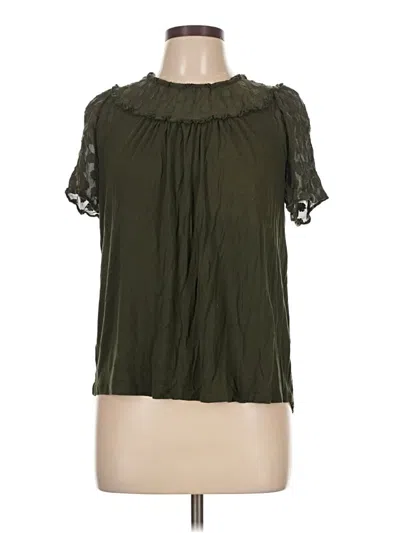 Pre-owned Ann Taylor Loft Short Sleeve Blouse In Green