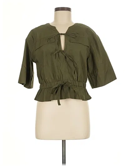 Pre-owned Ann Taylor Loft Short Sleeve Blouse In Green