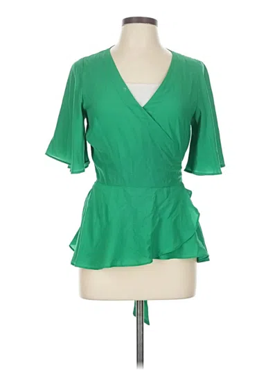 Pre-owned Ann Taylor Loft Short Sleeve Blouse In Green