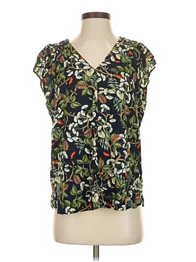 Pre-owned Ann Taylor Loft Short Sleeve Blouse In Green