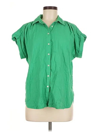 Pre-owned Ann Taylor Loft Short Sleeve Blouse In Green