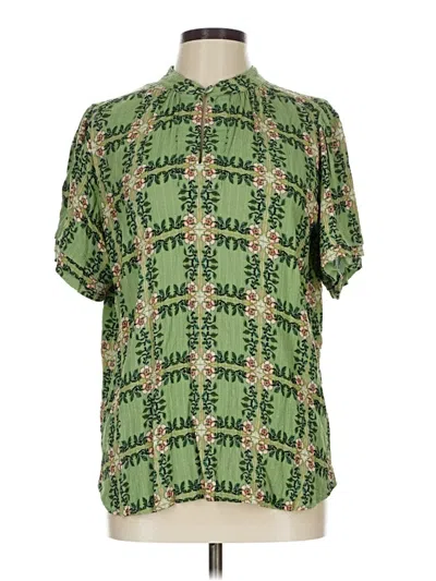 Pre-owned Ann Taylor Loft Short Sleeve Blouse In Green