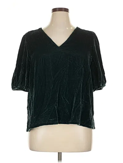 Pre-owned Ann Taylor Loft Short Sleeve Blouse In Green