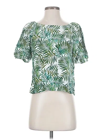 Pre-owned Ann Taylor Loft Short Sleeve Blouse In Green