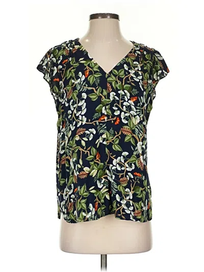 Pre-owned Ann Taylor Loft Short Sleeve Blouse In Green