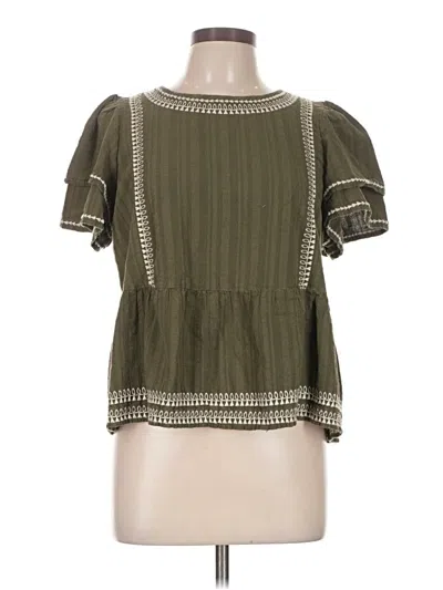 Pre-owned Ann Taylor Loft Short Sleeve Blouse In Green