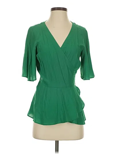 Pre-owned Ann Taylor Loft Short Sleeve Blouse In Green
