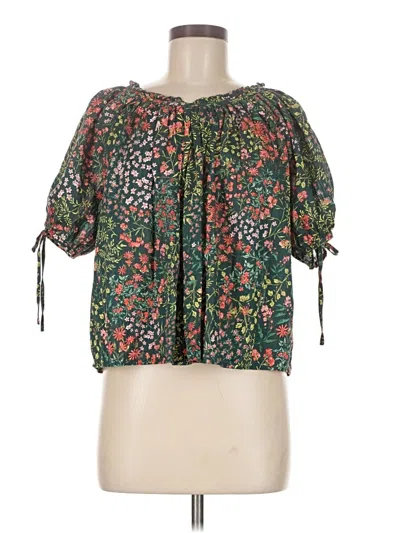 Pre-owned Ann Taylor Loft Short Sleeve Blouse In Green
