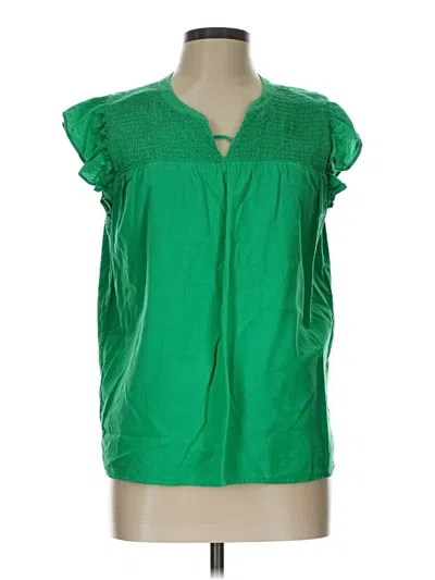 Pre-owned Ann Taylor Loft Short Sleeve Blouse In Green