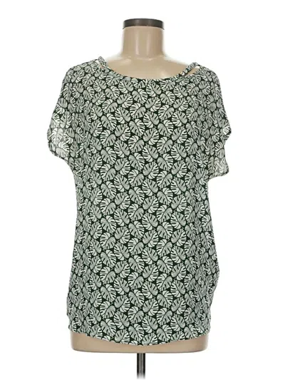 Pre-owned Ann Taylor Loft Short Sleeve Blouse In Green