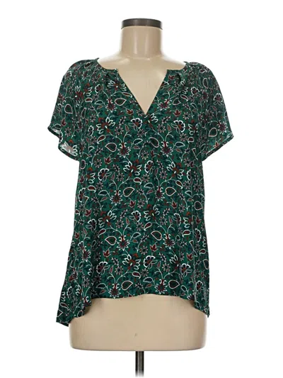 Pre-owned Ann Taylor Loft Short Sleeve Blouse In Green