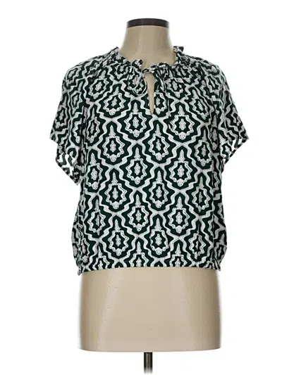 Pre-owned Ann Taylor Loft Short Sleeve Blouse In Green