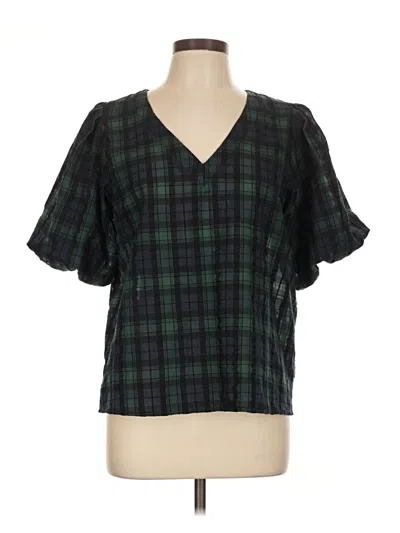 Pre-owned Ann Taylor Loft Short Sleeve Blouse In Green