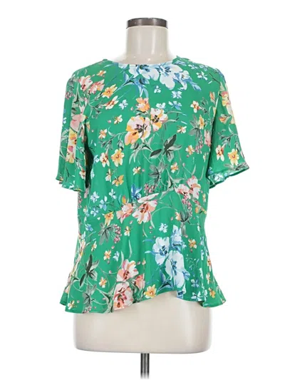 Pre-owned Ann Taylor Loft Short Sleeve Blouse In Green