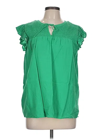 Pre-owned Ann Taylor Loft Short Sleeve Blouse In Green