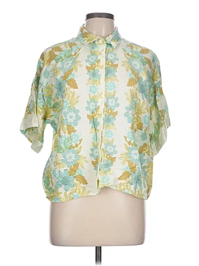 Pre-owned Ann Taylor Loft Short Sleeve Blouse In Green