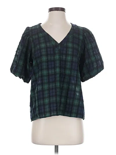 Pre-owned Ann Taylor Loft Short Sleeve Blouse In Green