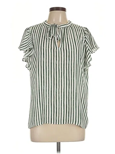 Pre-owned Ann Taylor Loft Short Sleeve Blouse In Green