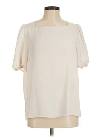 Pre-owned Ann Taylor Loft Short Sleeve Blouse In Ivory