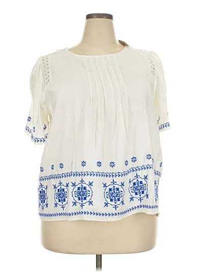 Pre-owned Ann Taylor Loft Short Sleeve Blouse In Ivory