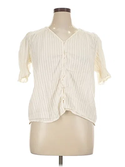 Pre-owned Ann Taylor Loft Short Sleeve Blouse In Ivory