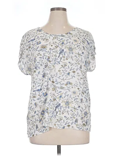 Pre-owned Ann Taylor Loft Short Sleeve Blouse In Ivory