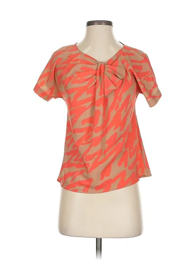 Pre-owned Ann Taylor Loft Short Sleeve Blouse In Orange