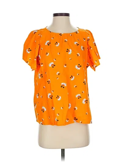 Pre-owned Ann Taylor Loft Short Sleeve Blouse In Orange