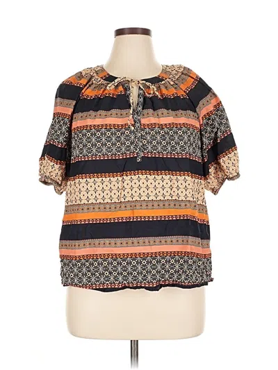 Pre-owned Ann Taylor Loft Short Sleeve Blouse In Orange