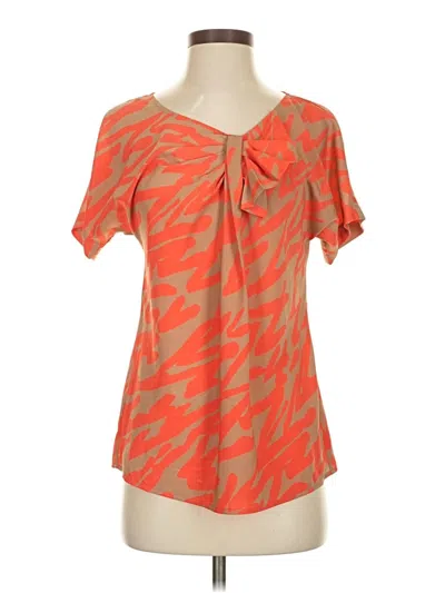 Pre-owned Ann Taylor Loft Short Sleeve Blouse In Orange