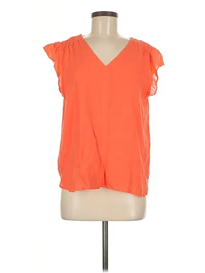 Pre-owned Ann Taylor Loft Short Sleeve Blouse In Orange