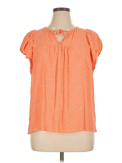 Pre-owned Ann Taylor Loft Short Sleeve Blouse In Orange
