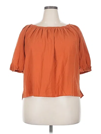 Pre-owned Ann Taylor Loft Short Sleeve Blouse In Orange