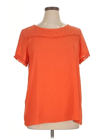 Pre-owned Ann Taylor Loft Short Sleeve Blouse In Orange