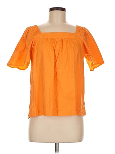 Pre-owned Ann Taylor Loft Short Sleeve Blouse In Orange