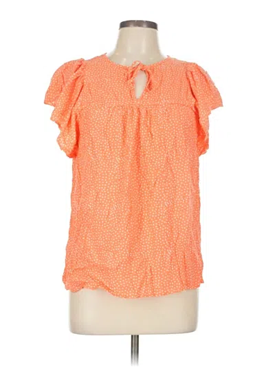 Pre-owned Ann Taylor Loft Short Sleeve Blouse In Orange