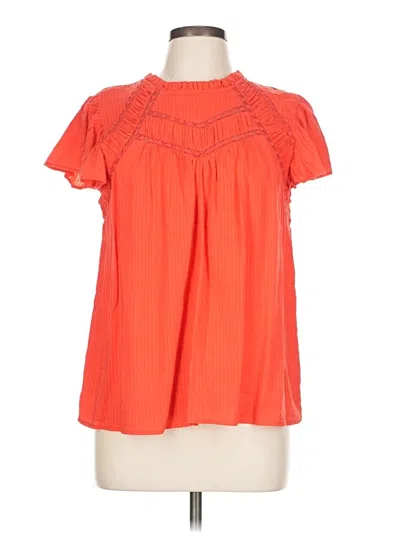 Pre-owned Ann Taylor Loft Short Sleeve Blouse In Orange