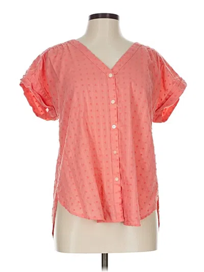 Pre-owned Ann Taylor Loft Short Sleeve Blouse In Orange