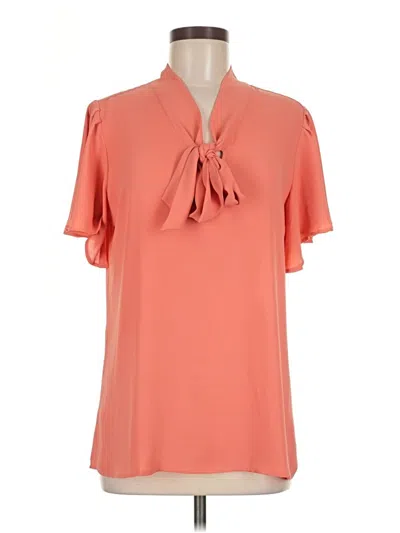 Pre-owned Ann Taylor Loft Short Sleeve Blouse In Orange