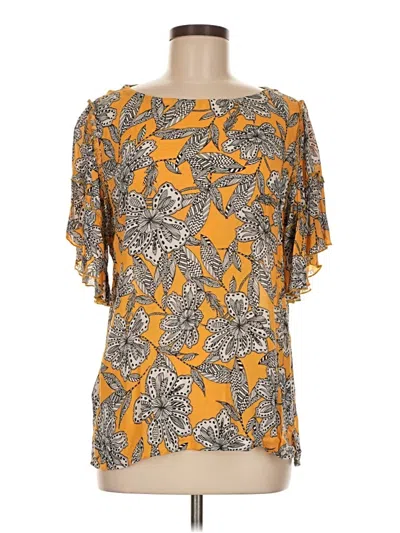 Pre-owned Ann Taylor Loft Short Sleeve Blouse In Orange