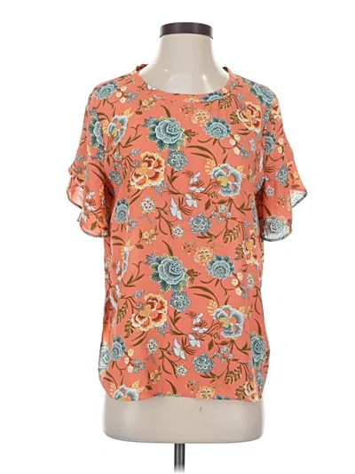 Pre-owned Ann Taylor Loft Short Sleeve Blouse In Orange