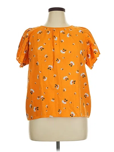 Pre-owned Ann Taylor Loft Short Sleeve Blouse In Orange