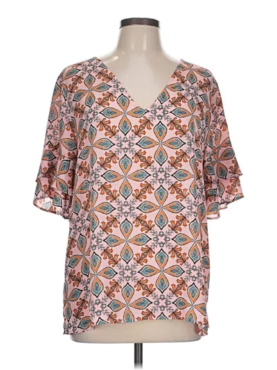 Pre-owned Ann Taylor Loft Short Sleeve Blouse In Orange