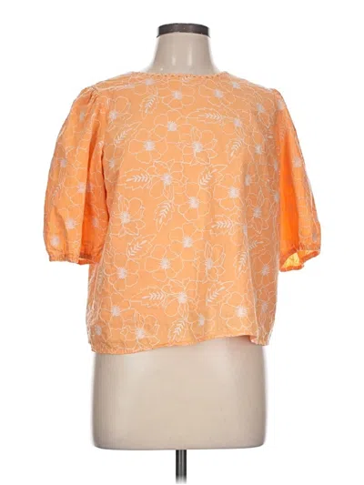 Pre-owned Ann Taylor Loft Short Sleeve Blouse In Orange