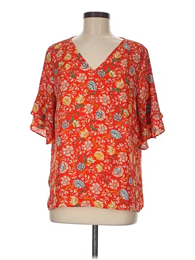 Pre-owned Ann Taylor Loft Short Sleeve Blouse In Orange