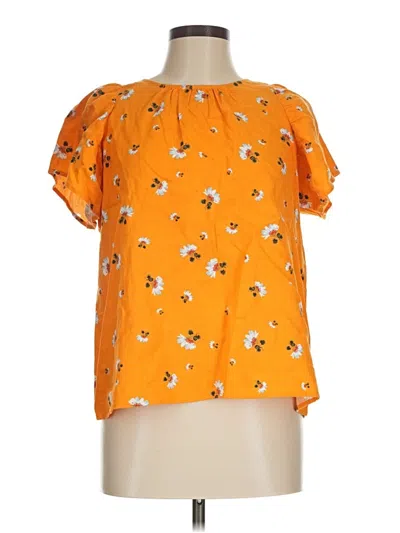 Pre-owned Ann Taylor Loft Short Sleeve Blouse In Orange